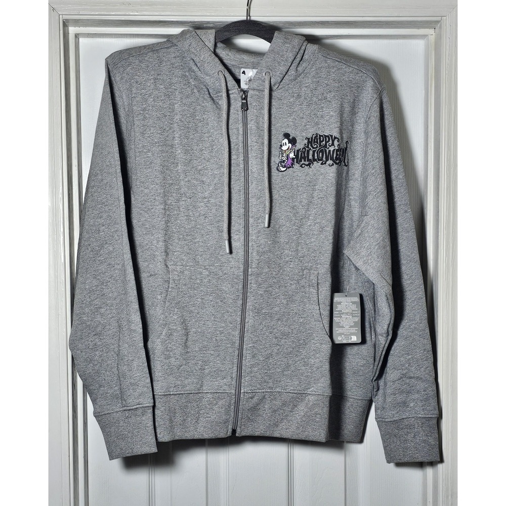 Disney Halloween Mickey A Ghoul's Best Friend Full-Zip Hoodie 2024 Size XL Gray‎